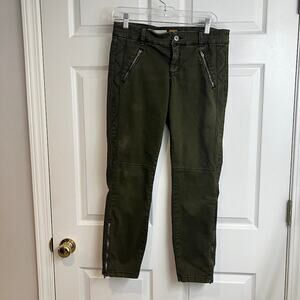 Anthropologie Pilcro Moto Skinny Olive Green Zipper Jeans Pants Size 6